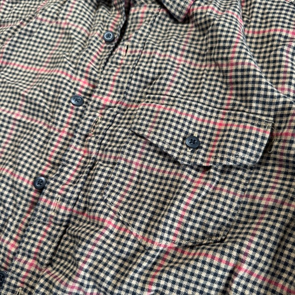 AEO Tan Red Black Plaid Button Down Shirt XS - Picture 5 of 11